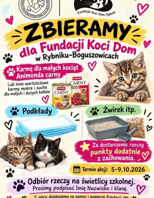 Zbiórka dla Fundacji „Koci Dom” w Rybniku-Boguszowicach