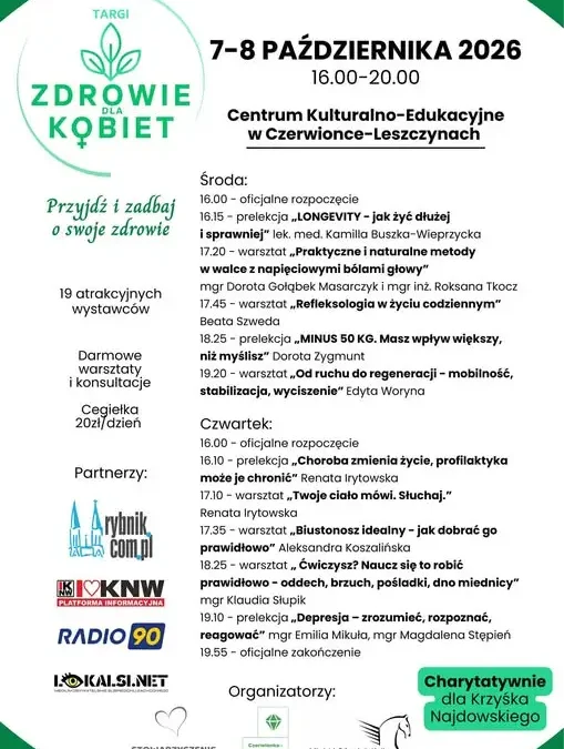 III edycja Targów „Zdrowie dla Kobiet” w Czerwionce-Leszczynach – start już dziś