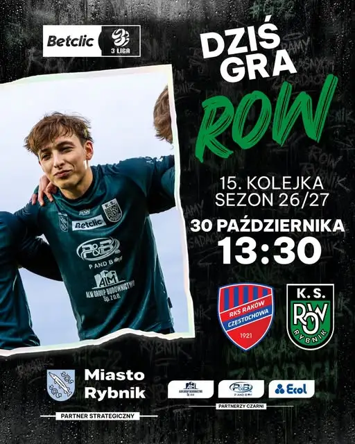 ROW 1964 Rybnik zagra z rezerwami Rakowa Częstochowa w piątek o 13:30