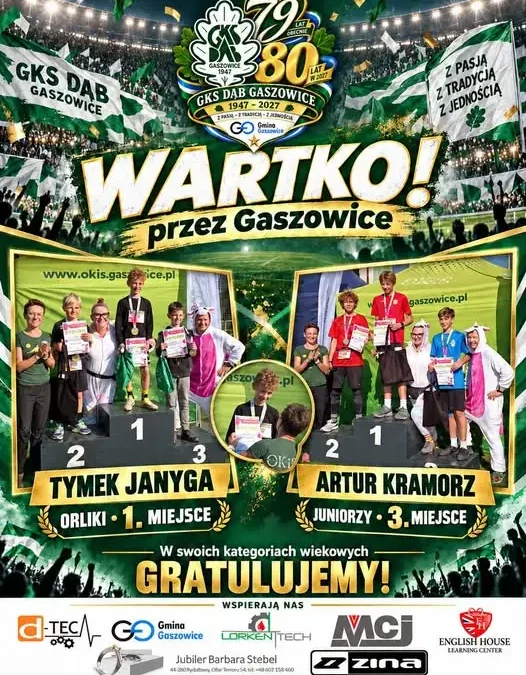 Młodzi biegacze z GKS Dąb Gaszowice na podium biegu „Wartko… bez Gaszowice”