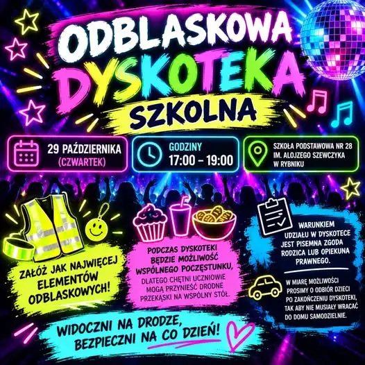 Odblaskowa dyskoteka w SP28 – zabawa i bezpieczeństwo w jednym