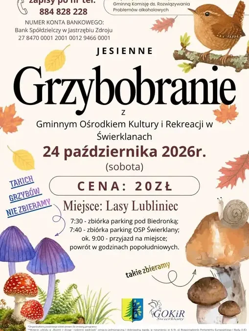 Jesienne Grzybobranie w Lasach Lubliniec – zapisy trwają