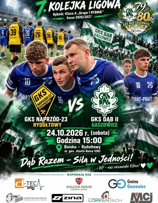 Klasa A: rezerwy Dębu Gaszowice zagrają z Naprzodem Rydułtowy