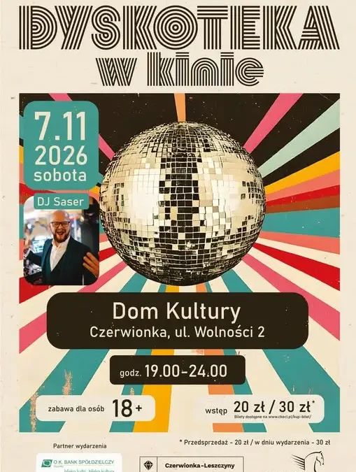 Dyskoteka w Kinie wraca do Czerwionki – DJ Saser zagra 7 listopada