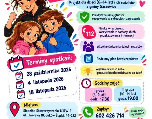 Bezpłatne zajęcia z bezpieczeństwa dla dzieci z gminy Gaszowice – ruszają zapisy