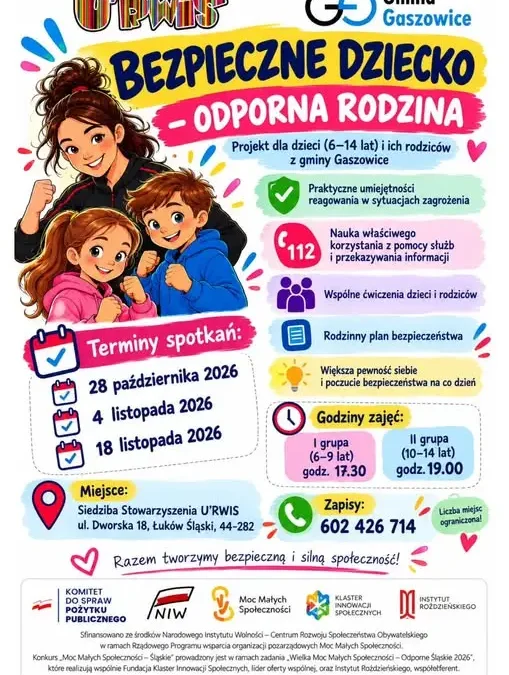 Bezpłatne zajęcia z bezpieczeństwa dla dzieci z gminy Gaszowice – ruszają zapisy