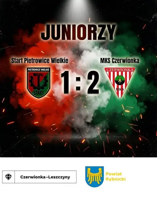 Juniorzy MKS Czerwionka wygrywają na wyjeździe ze Startem Pietrowice Wielkie 2:1