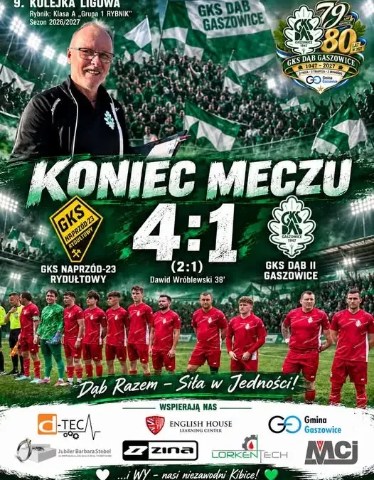 GKS Naprzód-23 Rydułtowy 4:1 GKS Dąb II Gaszowice – porażka wyjazdowa