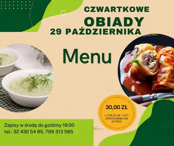 Czwartkowe obiady w Gaszowicach – gołąbki i zupa koperkowa już 29 października