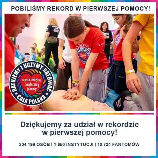 Rekord w pierwszej pomocy pobity! Ponad 204 tysiące uczestników w całej Polsce