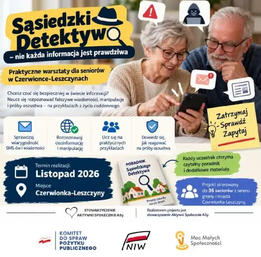 „Sąsiedzki Detektyw” – bezpłatne warsztaty dla seniorów z Czerwionki-Leszczyn