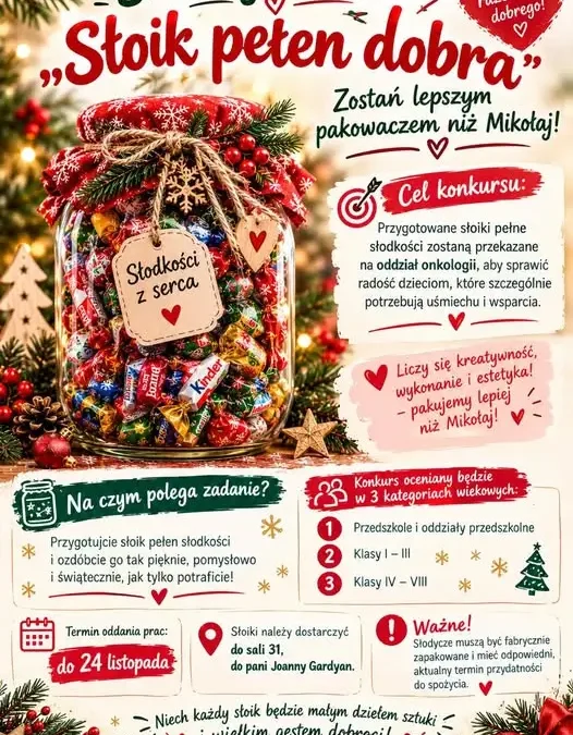 Słoik pełen dobra – konkurs i zbiórka dla dzieci z oddziału onkologii