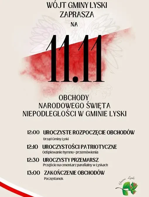Gmina Lyski zaprasza na obchody Święta Niepodległości