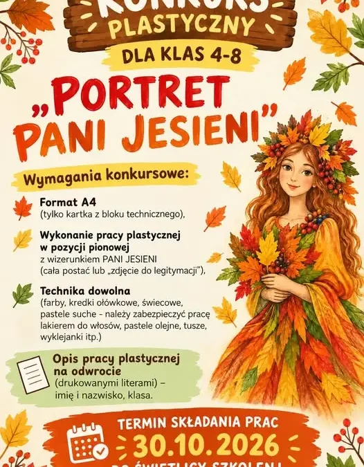 Konkurs plastyczny „Pani Jesień” – zaproszenie dla uczniów klas 1–3