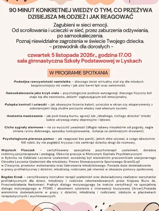 Spotkanie profilaktyczne dla rodziców w Szkole Podstawowej w Lyskach