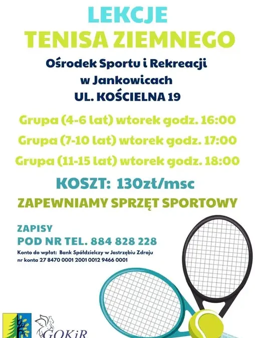 Tenis ziemny w Jankowicach: zapisy na zajęcia jesienno-zimowe