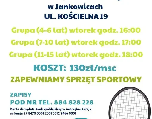 Tenis ziemny dla dzieci w Jankowicach – ruszyły zapisy na nowy sezon