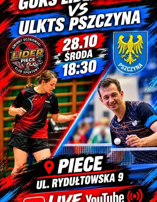 Mecz tenisa stołowego w Piecach: GUKS Lider Piece kontra ULKTS Pszczyna