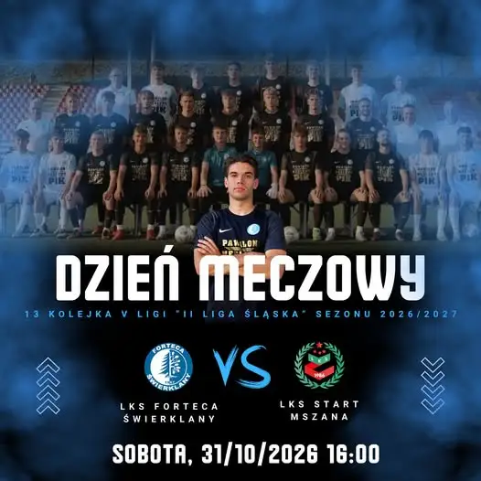 LKS Forteca Świerklany zagra z LKS Start Mszana w 13. kolejce V ligi śląskiej