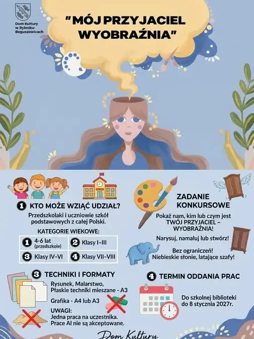 Konkurs plastyczny „Mój przyjaciel Wyobraźnia” – weź udział!
